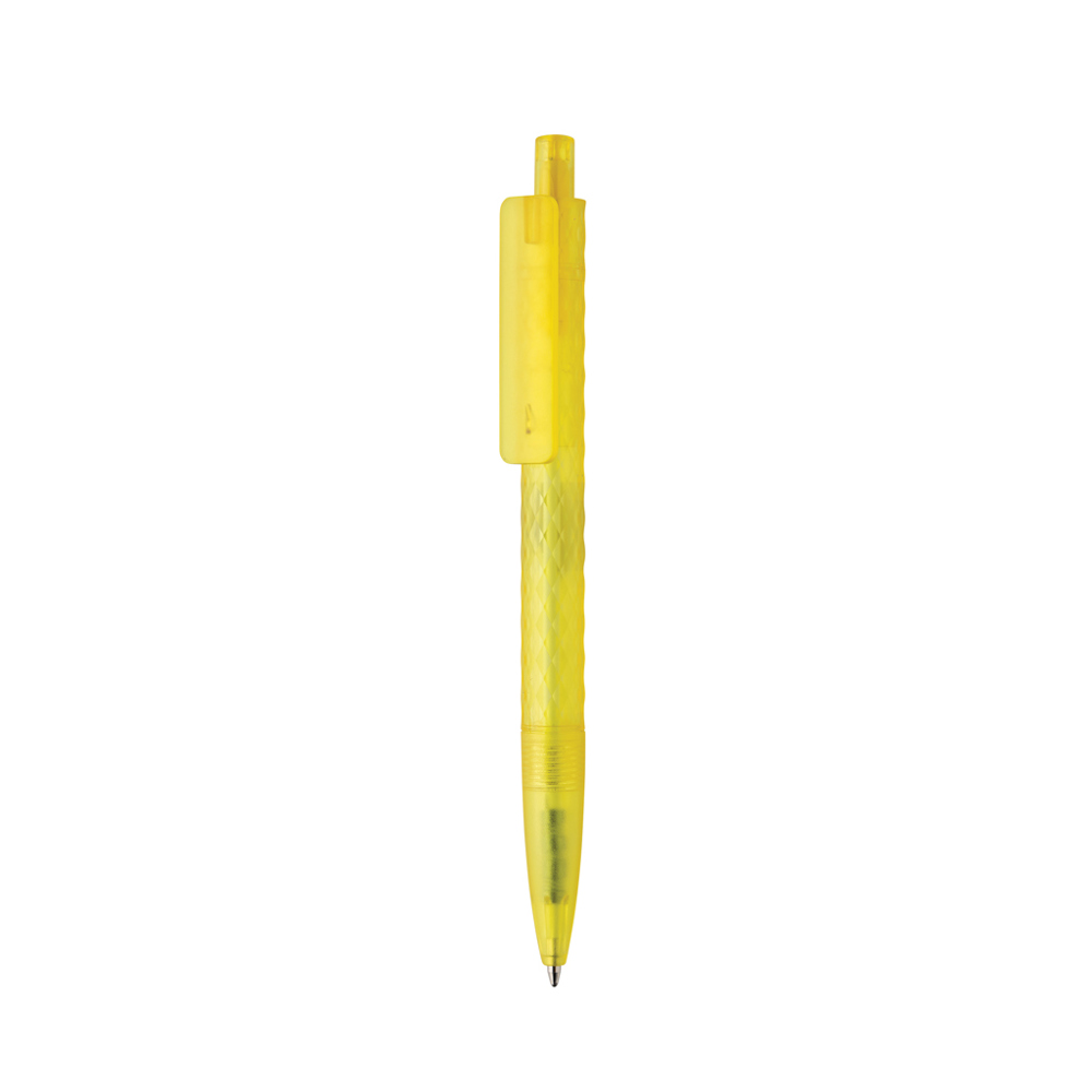 X3 GRS gerecycled PC plastic pen frosted - met logo of onbedrukt bestellen - geel (± PMS Yellow C)