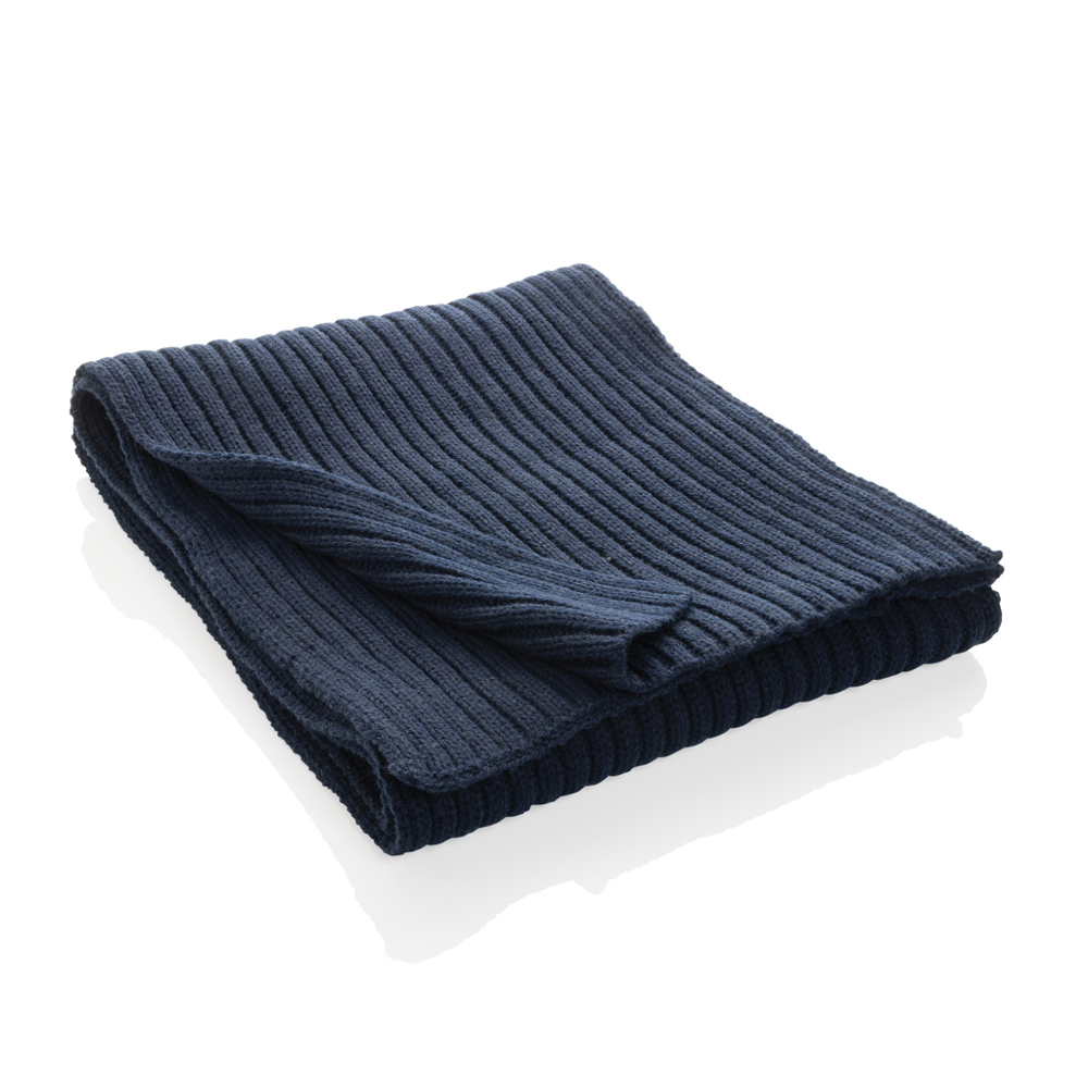 Impact AWARE™ Polylana® dubbel gebreide sjaal 180x25cm - met logo of onbedrukt bestellen - donkerblauw (± PMS 19-3932 TCX)