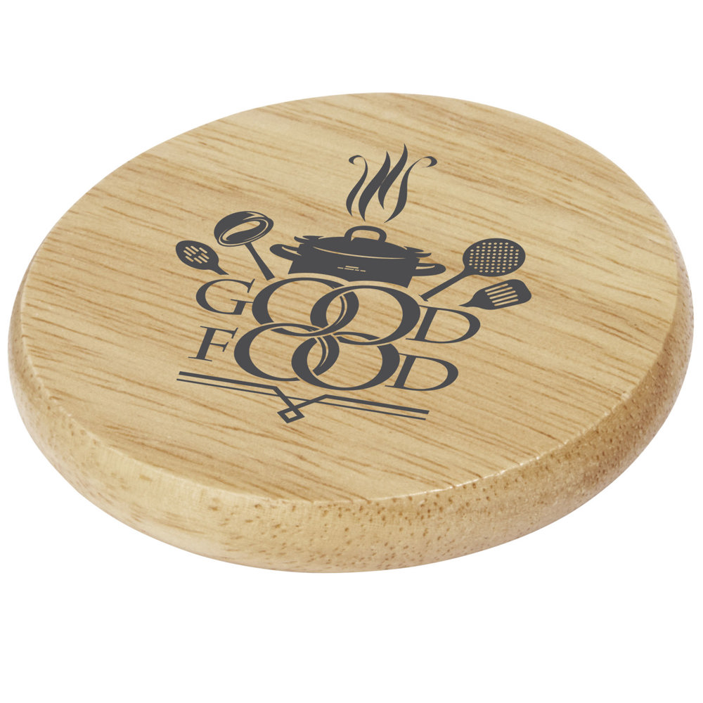 Scoll houten onderzetter met flesopener