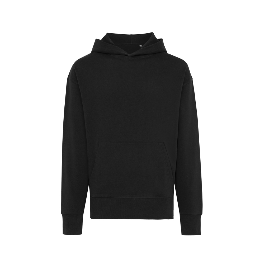 IQONIQ Yoho gerecycled katoen relaxed hoodie - met logo of onbedrukt bestellen - zwart (± PMS Black)