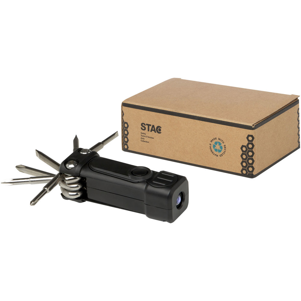 Octo 8-in-1 schroevendraaierset van RCS gerecycled plastic met zaklamp