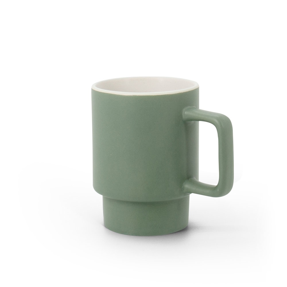 KUERTEN. Keramische mok met matte afwerking, 330 ml - voor bedrijven en relatiegeschenken - Olijfgroen
