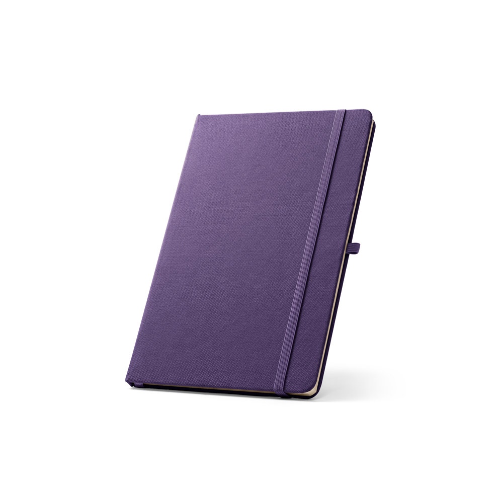 ANNE. A5 notitieblok in gerecycled polyester (100% rPET) met gelinieerde pagina's - kopen of bedrukken - paars