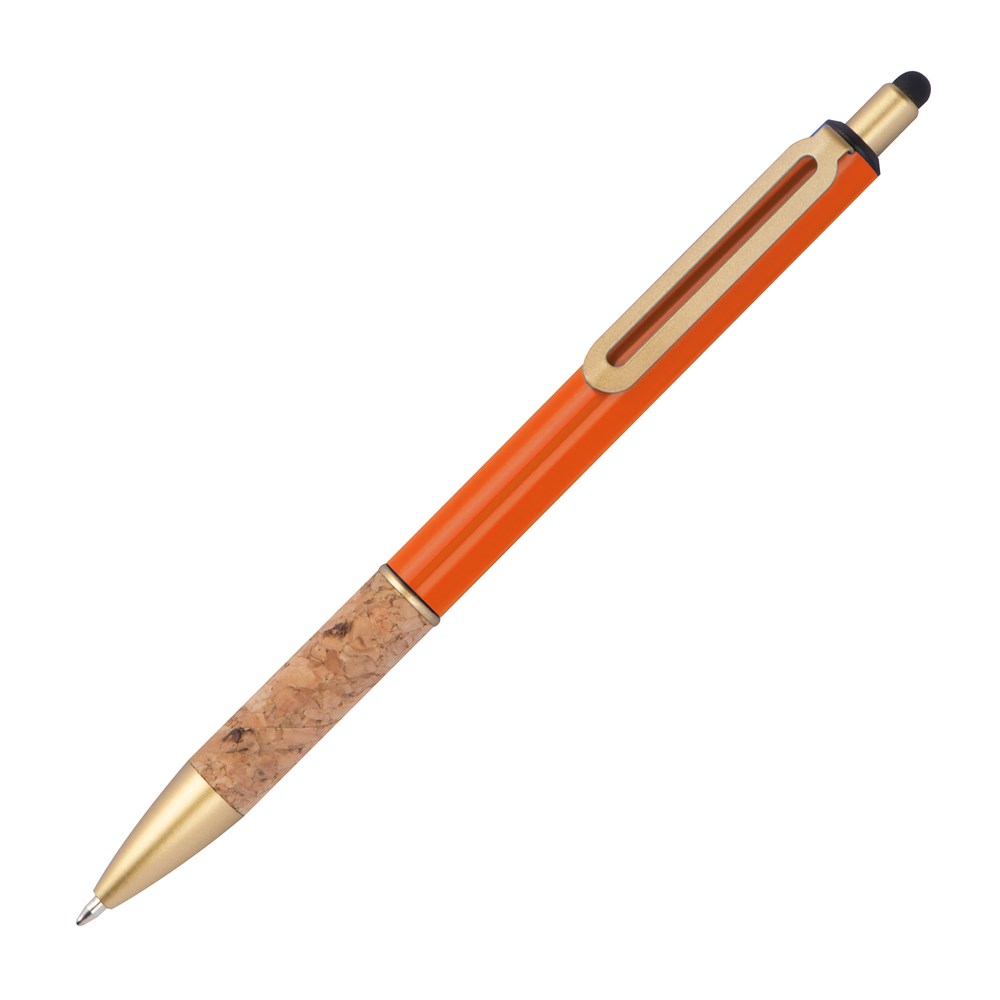 Pen met grip van kurk - bedrukt of onbedrukt verkrijgbaar - Oranje