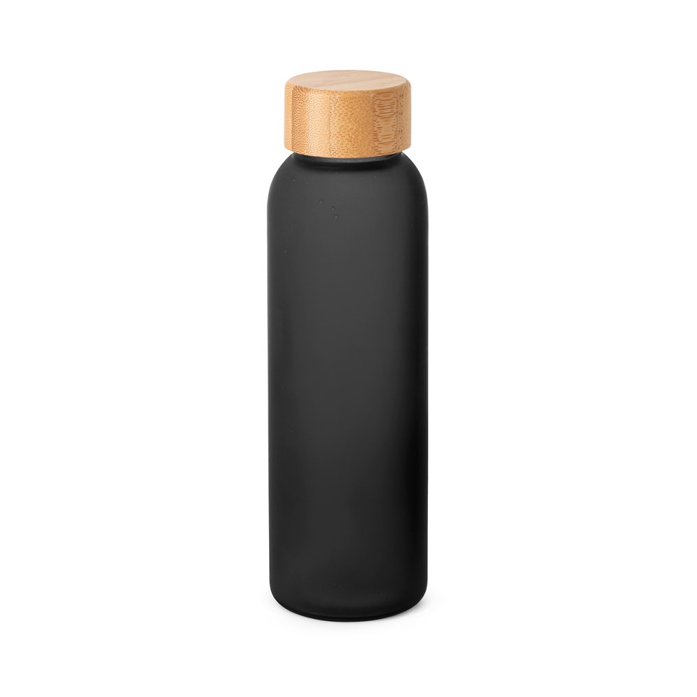 LILLARD GLASS. 520 ml gematteerde glazen fles - voor bedrijven en relatiegeschenken - Zwart