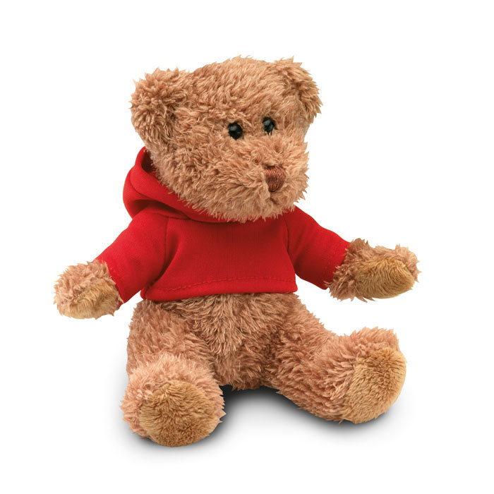 JOHNNY - Teddybeer met sweatshirt - voor bedrijven en relatiegeschenken - Rood