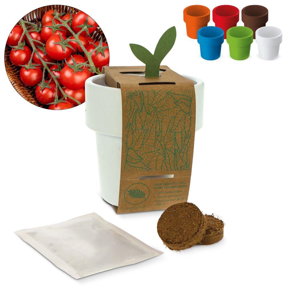 Hot-but-cool beker met kerstomaten zaadjes - voor bedrijven en relatiegeschenken