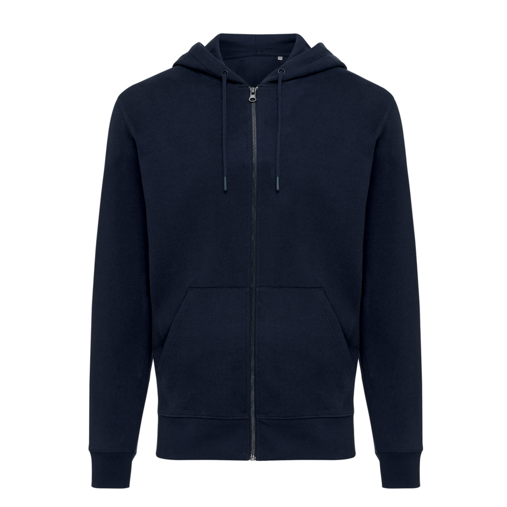 IQONIQ Abisko gerecycled katoen hoodie met rits - met logo of onbedrukt bestellen - donkerblauw (± PMS 19-3923TCX)