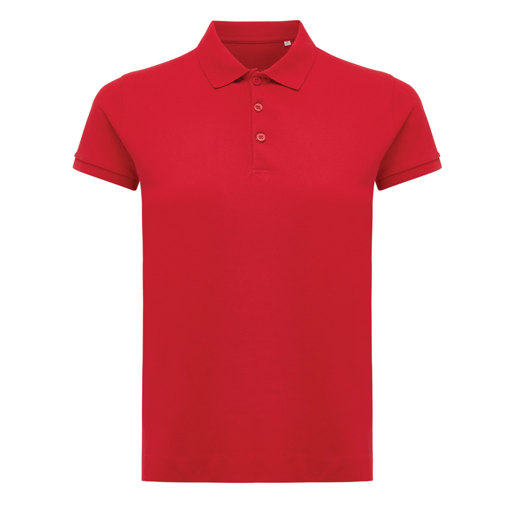IQONIQ Yosemite dames recycled katoen pique polo - voor bedrijven en relatiegeschenken - rood (± PMS 19-1757 TCX)