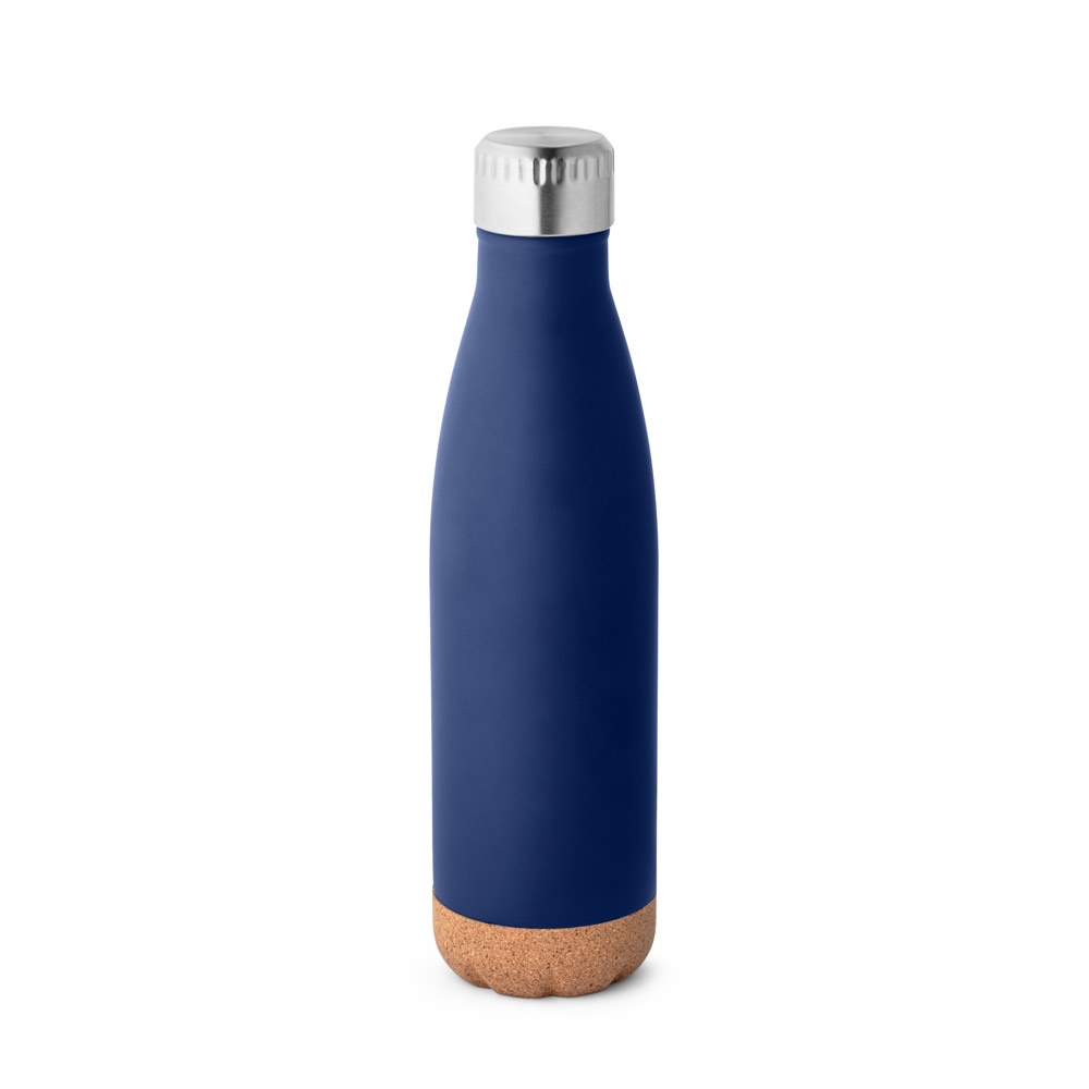 SOLBERG. Roestvrijstalen thermosfles met kurk 560 ml - kopen of bedrukken - Marineblauw