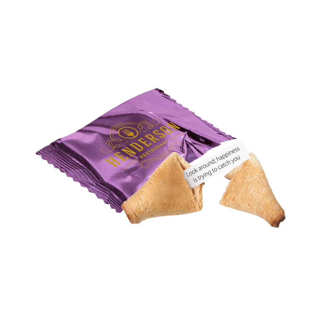Gelukskoekje in bedrukt folie - met logo of onbedrukt bestellen - Paars