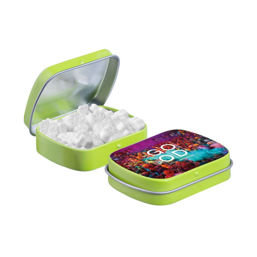 Mini scharnierblikje met vorm pepermunt