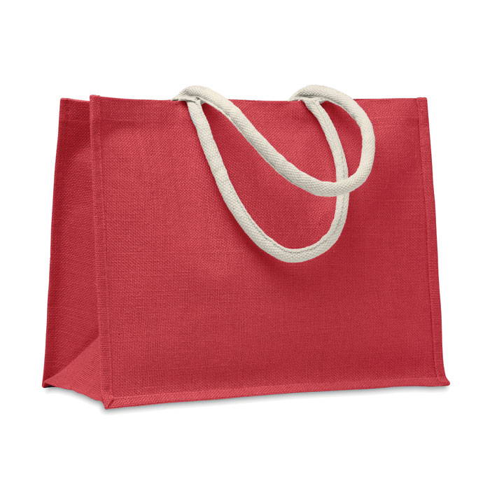 AURA - Jute tas met katoenen hengsels - bedrukt of onbedrukt verkrijgbaar - Rood