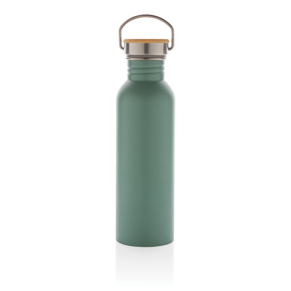 Moderne roestvrijstalen fles met bamboe deksel