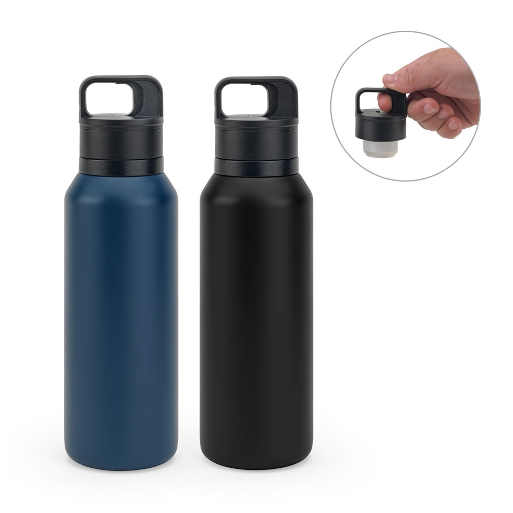 NICKLAUS. Roestvrijstalen fles (91% gerecycled) met vacuüm geïsoleerde dubbele wand 590 mL - met logo of