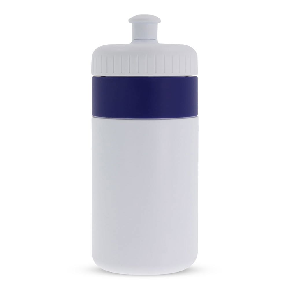 Sportbidon met rand 500ml - voor bedrijven en relatiegeschenken - Wit / Donkerblauw