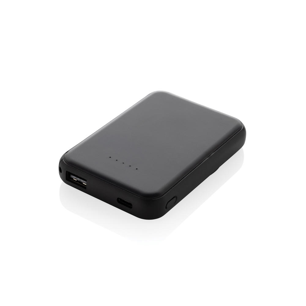 Stellar RCS rplastic 5000 mah 5W magnetische powerbank - voor bedrijven en relatiegeschenken - zwart (± PMS Black)