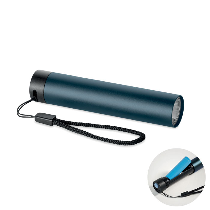 LUME - Gerecyclede aluminium zaklamp - bedrukt of onbedrukt verkrijgbaar - Marineblauw
