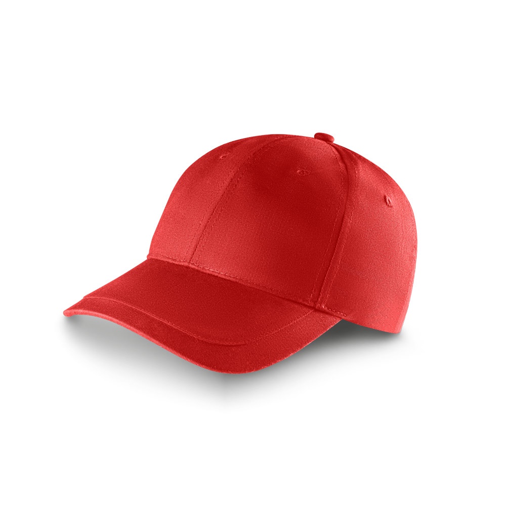RYAN. Cap gemaakt van geborsteld (65% gerecycled) katoen - voor bedrijven en relatiegeschenken - Rood