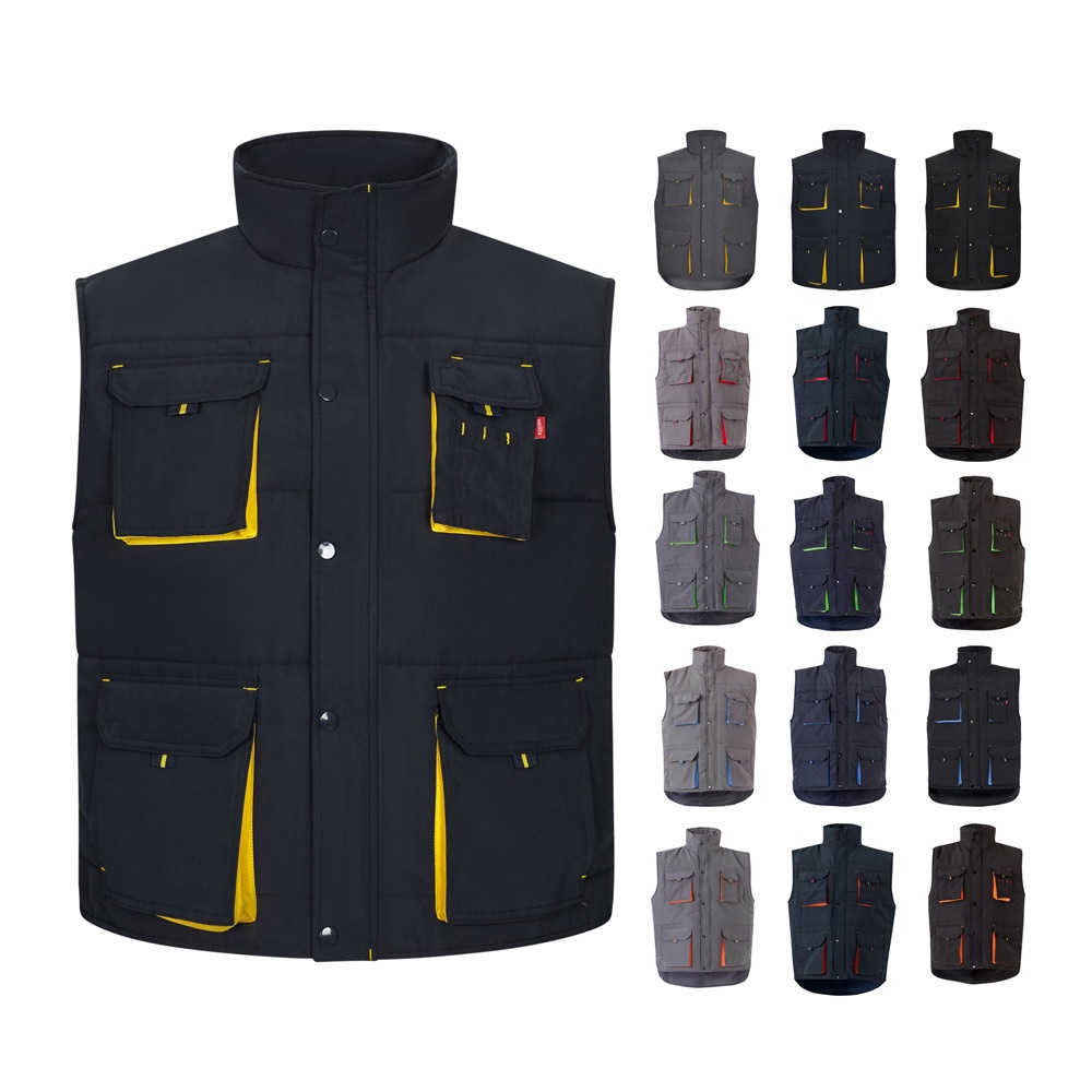 VL NERGAL. Gewatteerd vest, tweekleurig, met meerdere zakken (120g/m²), van polyester (100%) - kopen of