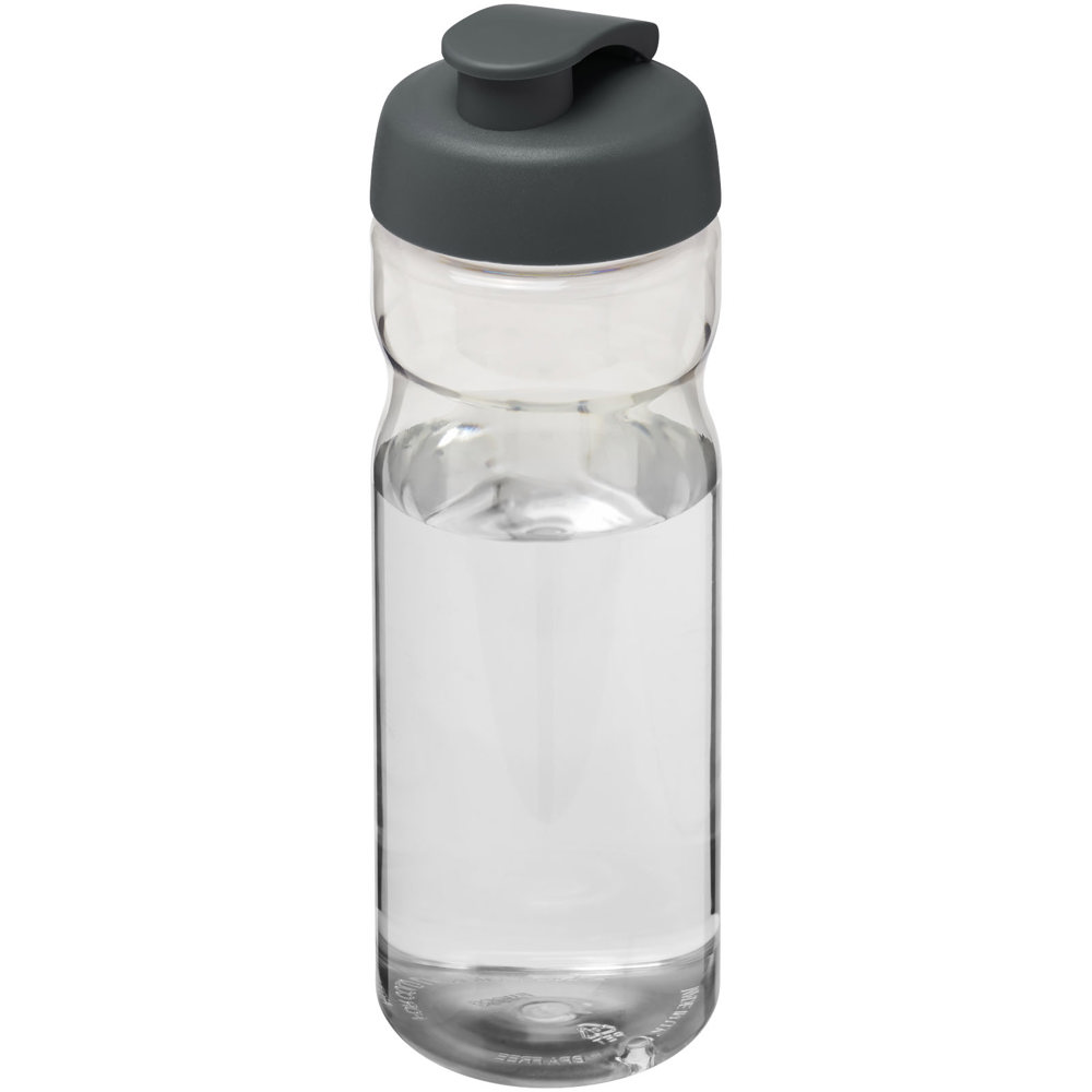 H2O Active® Base 650 ml sportfles met flipcapdeksel - voor bedrijven en relatiegeschenken - Transparent, Grijs