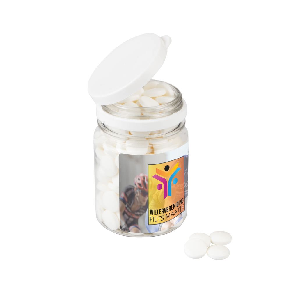 Kunststof potje met snoep - kopen of bedrukken
