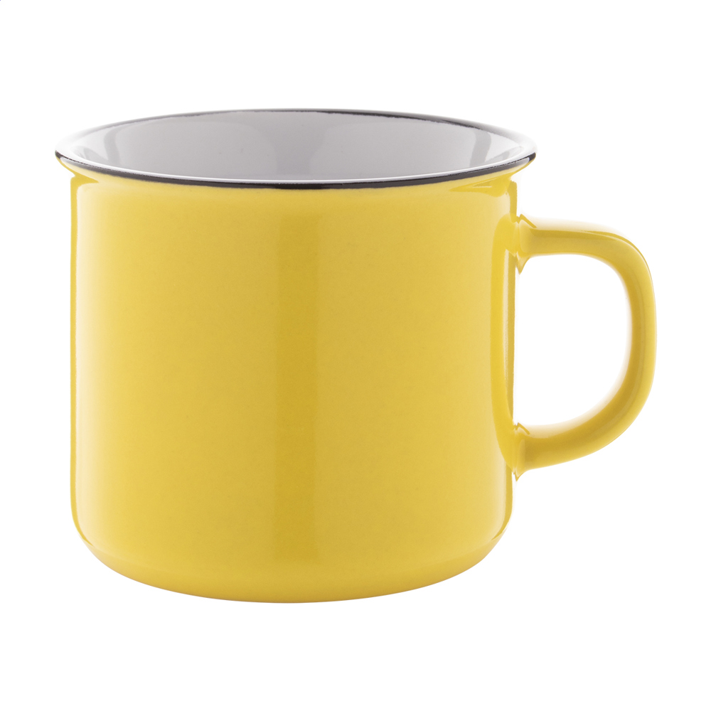Woodstock - vintage mok - voor bedrijven en relatiegeschenken - geel/wit