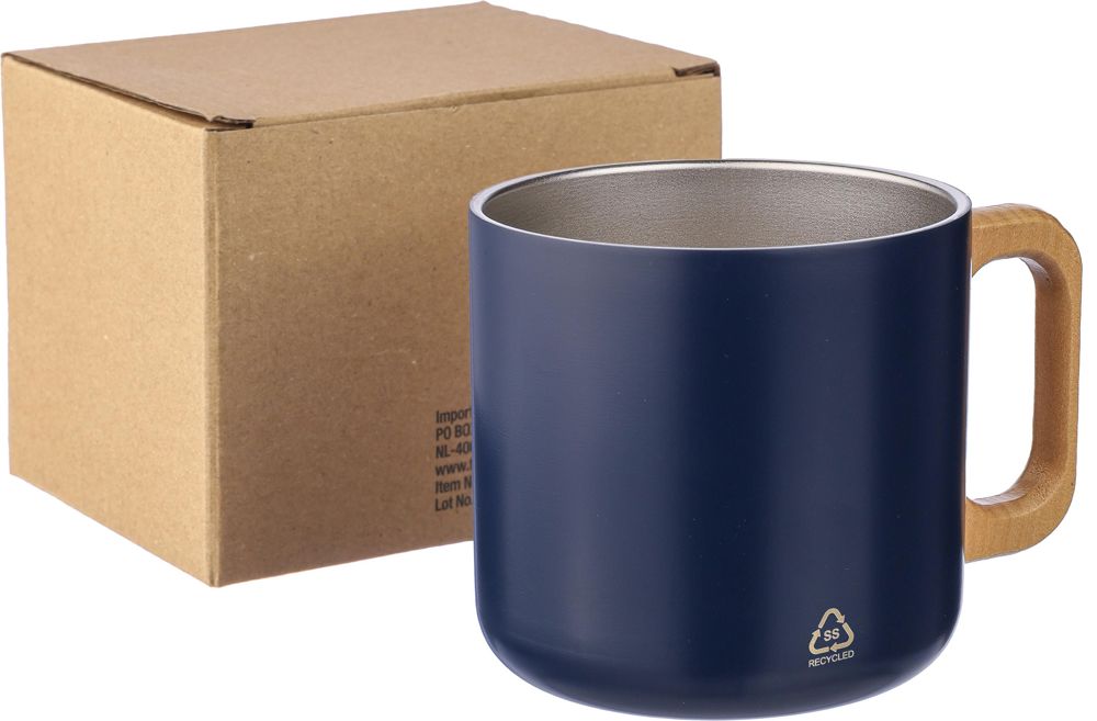 Gerecycled roestvrijstalen dubbelwandige beker 400 ml Dwight