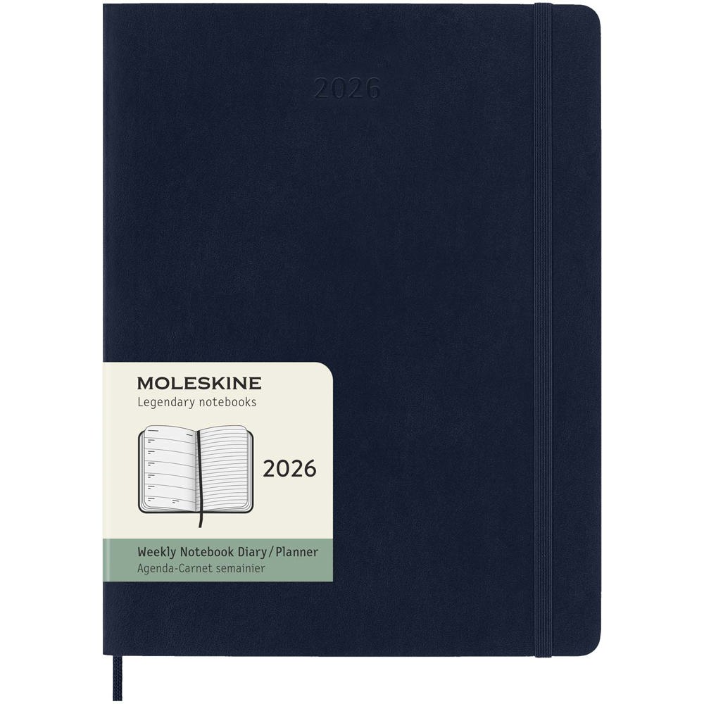 Moleskine week-agenda voor 12 maanden met zachte kaft XL - met logo of onbedrukt bestellen - Saffierblauw