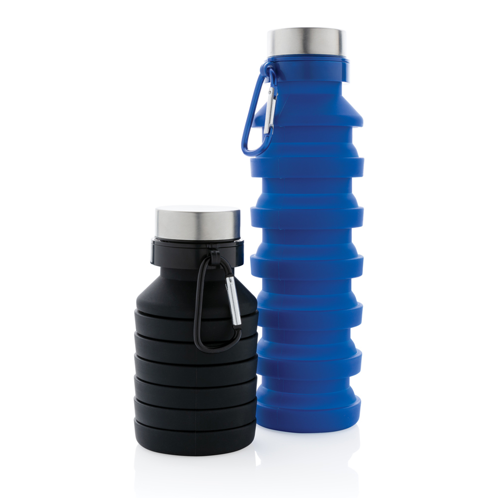 Lekvrije opvouwbare siliconen fles met schroefdop - met logo of onbedrukt bestellen