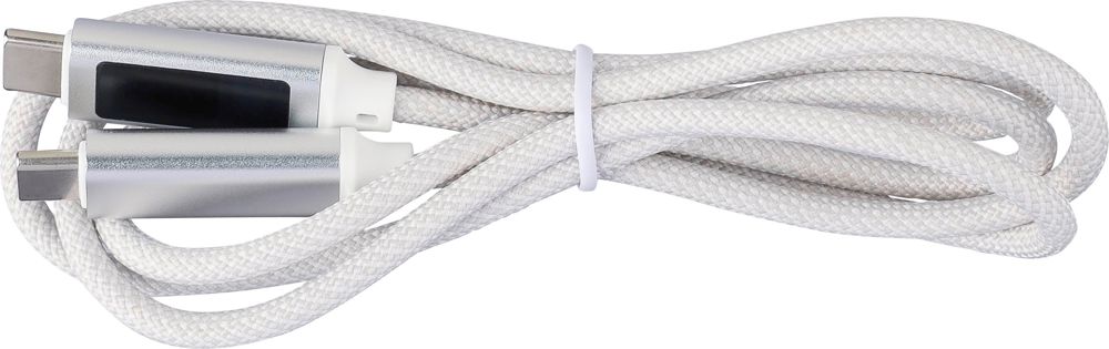Nylon oplaadkabel Claudia - voor bedrijven en relatiegeschenken - Lichtgrijs
