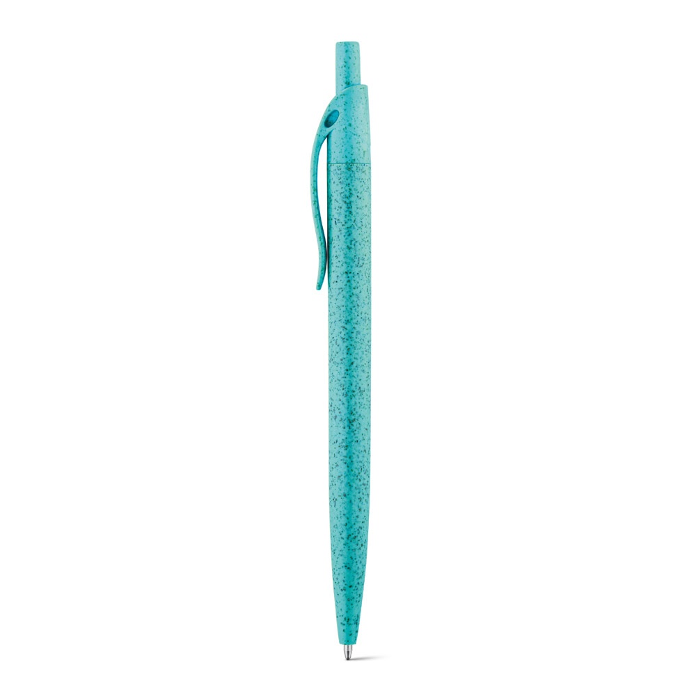 CAMILA. Balpen van tarwestrovezel en ABS met clip - met logo of onbedrukt bestellen - Licht blauw