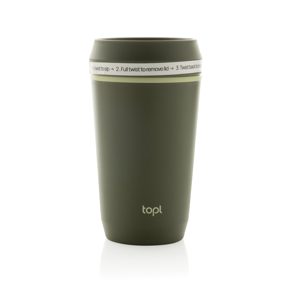 Topl Recycled Plastic To Go beker gepatenteerd 360 Lid 354ml