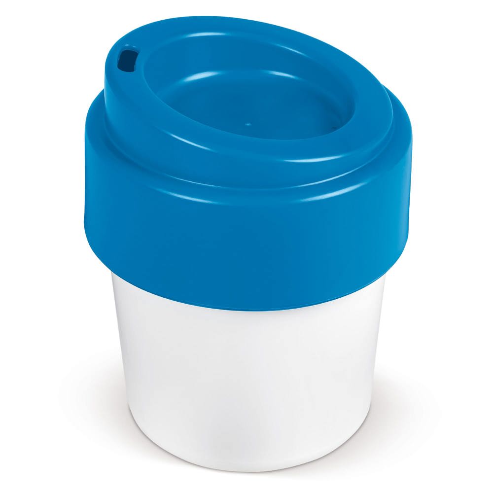 Koffiebeker Hot-but-cool met deksel 240ml - kopen of bedrukken - Wit / Blauw