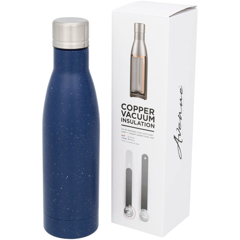 Vasa 500 ml gespikkeld koper vacuüm geïsoleerde fles - voor bedrijven en relatiegeschenken - blauw