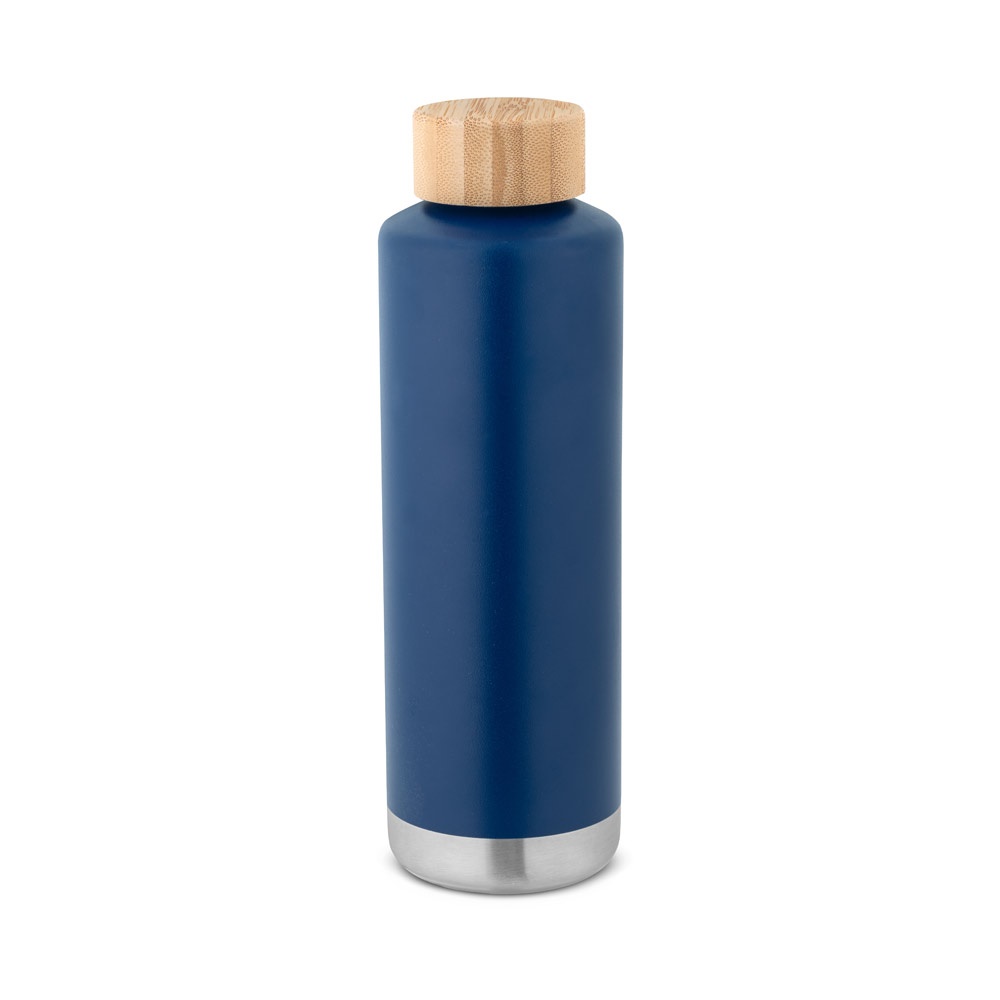NORRE BOTTLE. Dubbelwandige roestvrijstalen (36% gerecycled) vacuümfles 640 mL - met logo of onbedrukt - Marineblauw