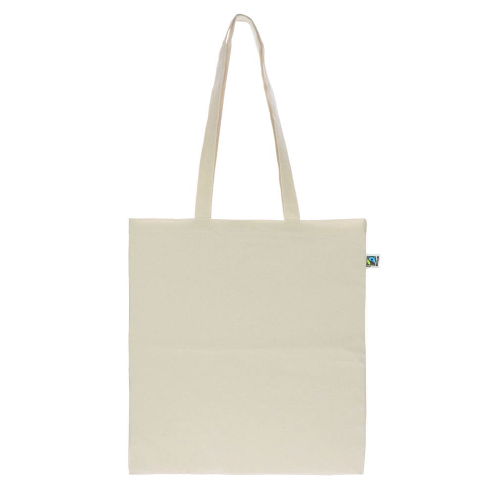 Fairtrade katoenen tas ecru lang 140g/m² 38x42cm