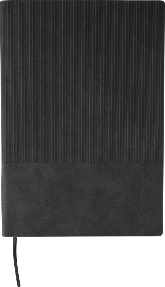 Gerecycled PU-notitieboek (A5) Elian - met logo of onbedrukt bestellen - Zwart