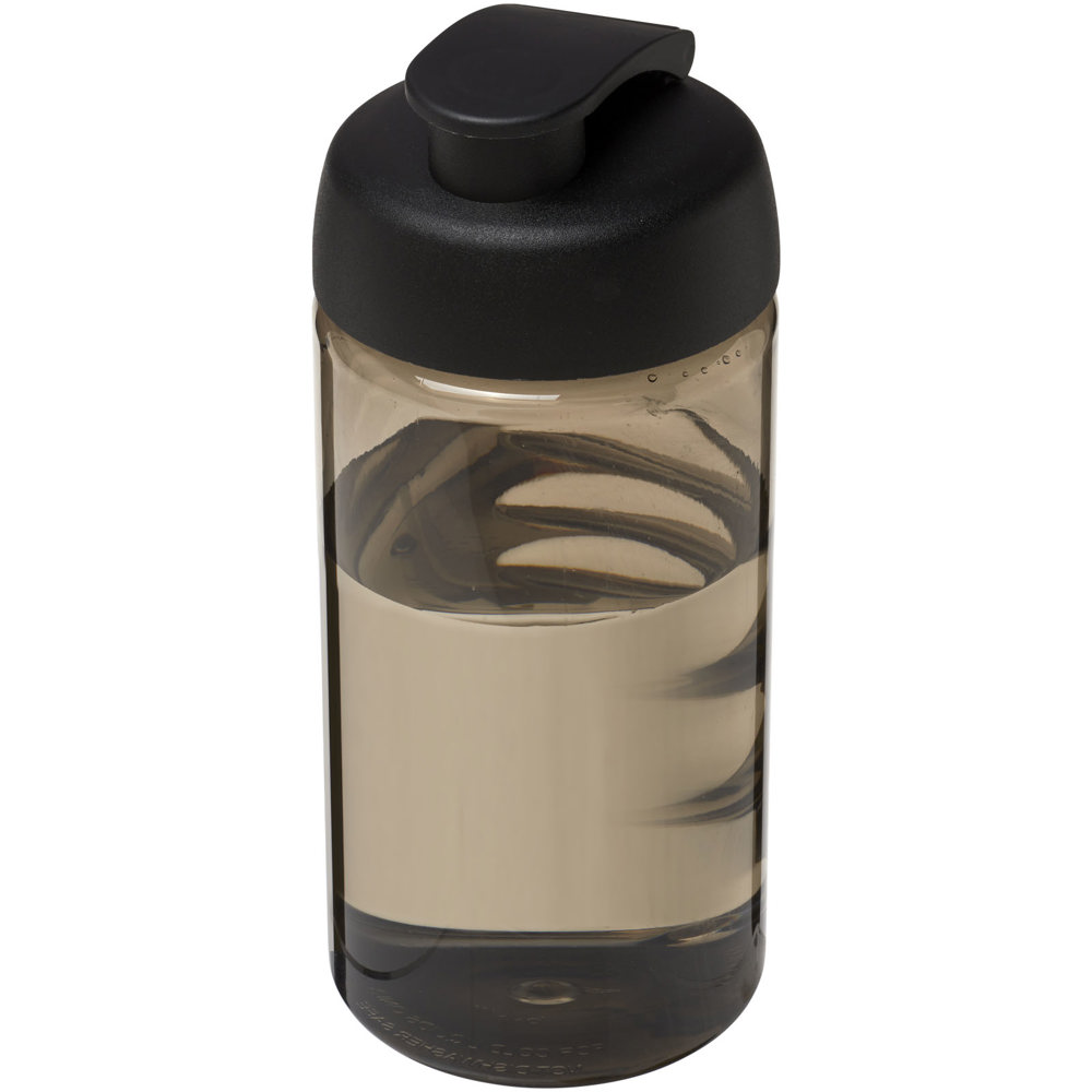 H2O Active® Bop 500 ml sportfles met flipcapdeksel - bedrukt of onbedrukt verkrijgbaar - Houtskool, Zwart
