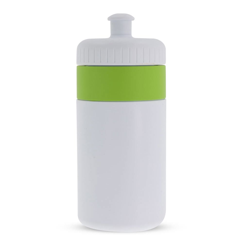 Sportbidon met rand 500ml - voor bedrijven en relatiegeschenken - Wit / Lichtgroen