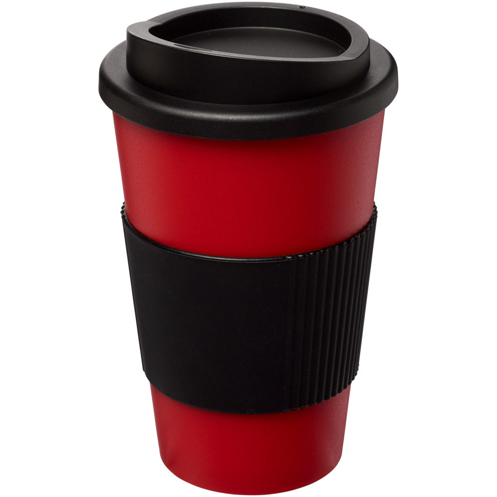 Americano® geïsoleerde beker van 350 ml met handgreep - bedrukt of onbedrukt verkrijgbaar - Zwart, Rood