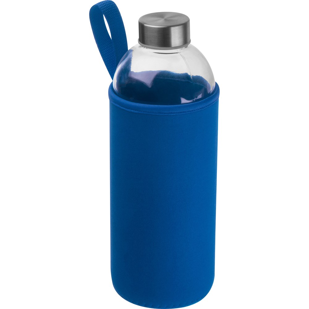 Drinkfles met neopreensleeve en inhoud van 1 liter - voor bedrijven en relatiegeschenken - Blauw