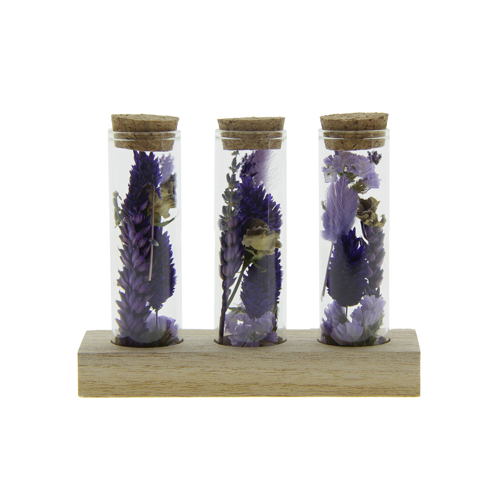 Dried Flowers - Trio tube & wood - kopen of bedrukken - paars