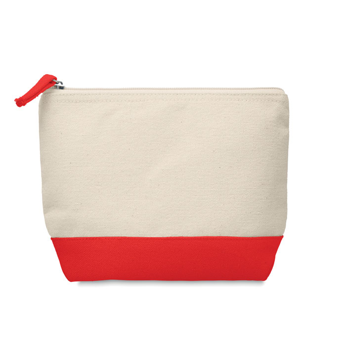 KLEUREN - 2-Kleurige katoenen toilettas - bedrukt of onbedrukt verkrijgbaar - Rood