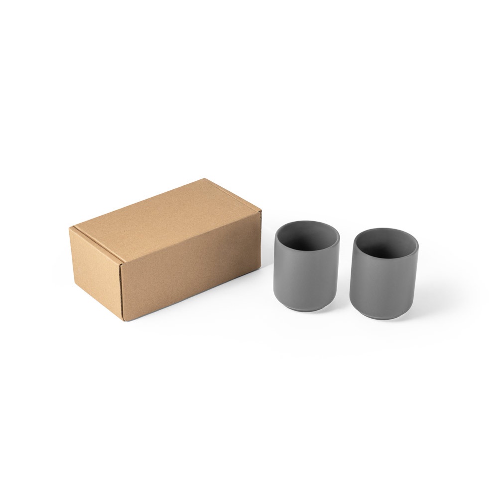 OWENS. Set van keramische kopjes 280 mL - voor bedrijven en relatiegeschenken - Donkergrijs