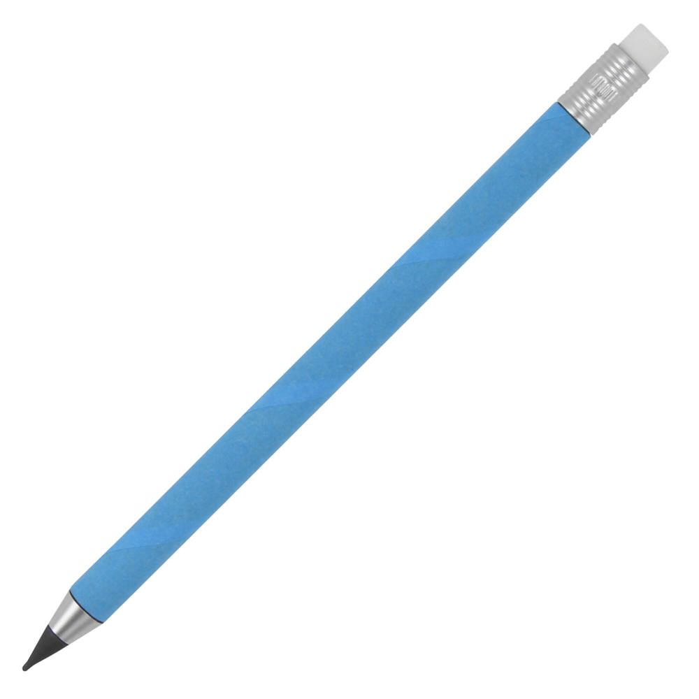 Inktloze papierpen met gum - voor bedrijven en relatiegeschenken - blauw