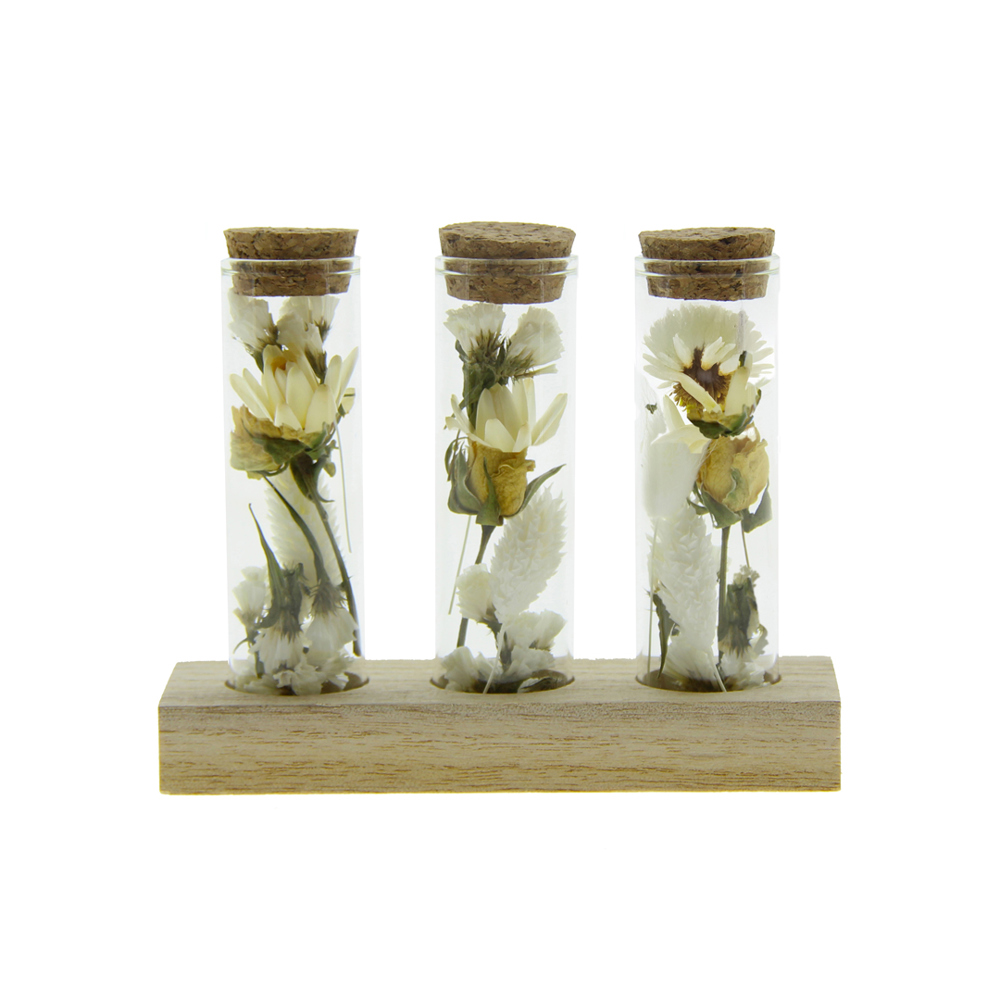 Dried Flowers - Trio tube & wood - kopen of bedrukken - wit