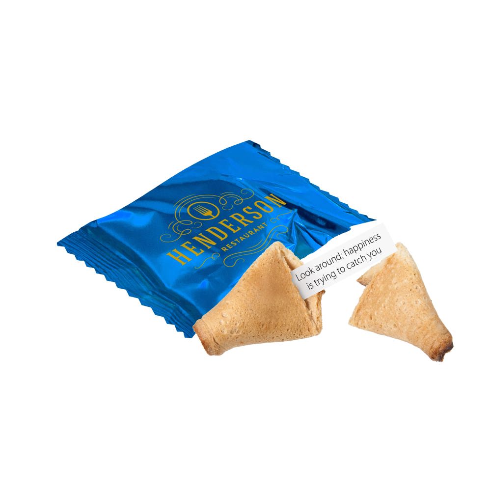 Gelukskoekje in bedrukt folie - met logo of onbedrukt bestellen - Blauw