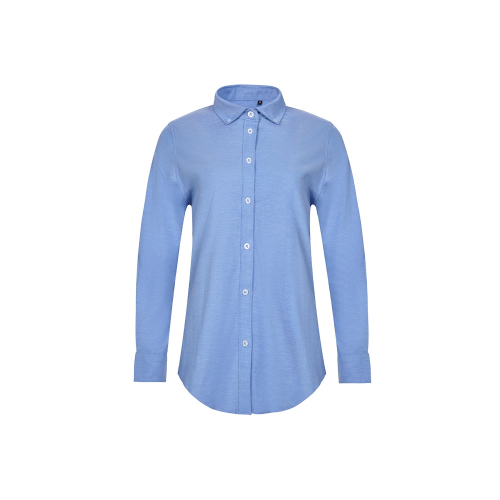 VL PRITHVI WOMEN. Oxford overhemd (180 g/m²) voor dames, gemaakt van katoen (50%), polyester (45%) en elastaan ​​(5%) - Blauw