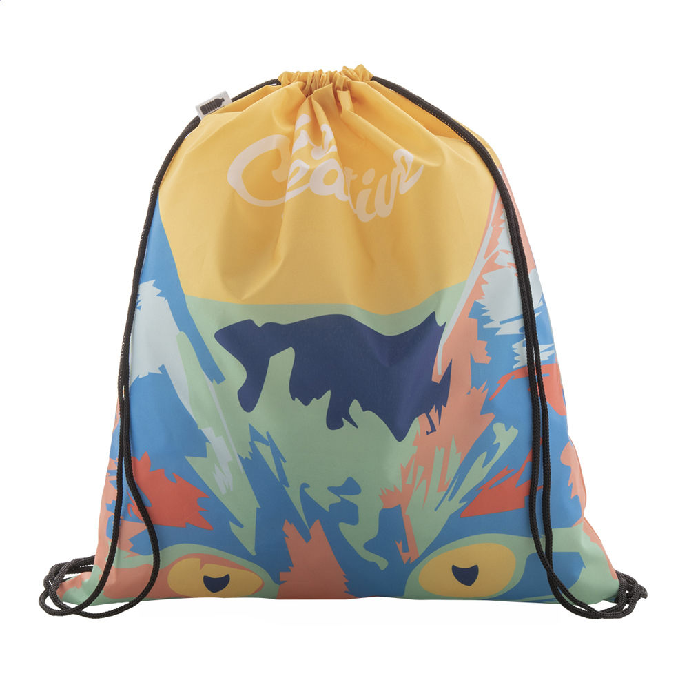 CreaDraw RPET - custom made trekkoord tas - met logo of onbedrukt bestellen - zwart/wit